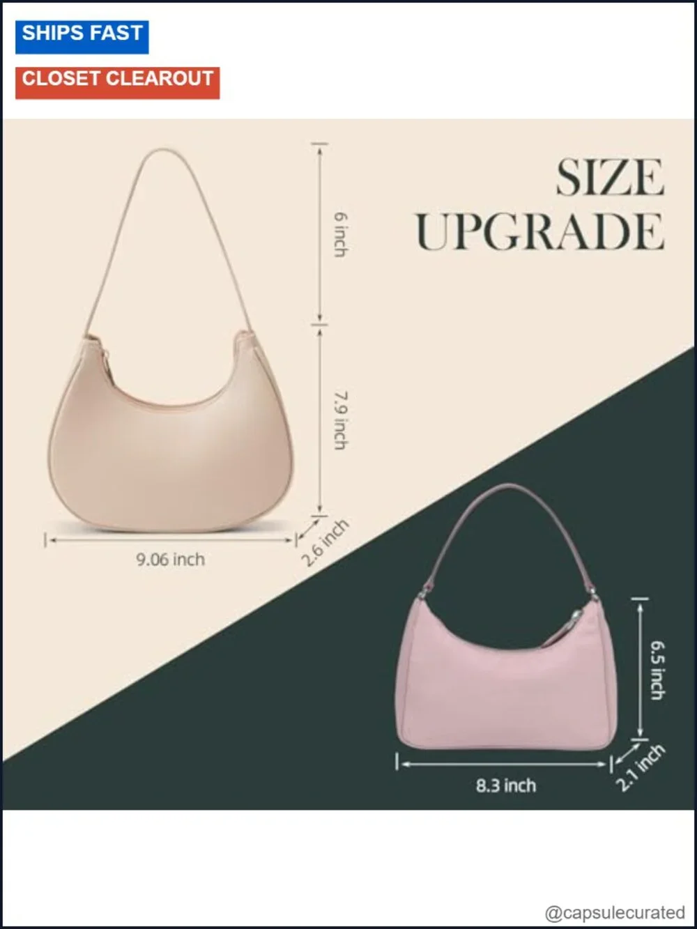 Women's PU Leather Hobo Shoulder Bag - Mini Clutch Purse with Zipper, Travel
